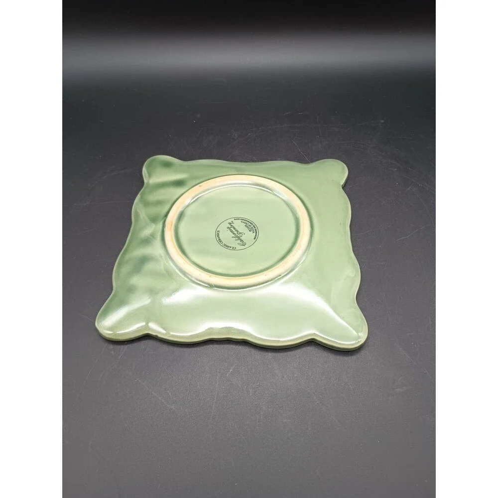 California Pantry Classic Ceramic Square Plate Green Trivet 6 inch trinket dish